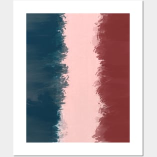 "Untitled" - Blue Pink Red Abstract Textured Painting Original Artwork Posters and Art